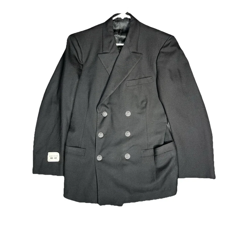 Vtg‎ 70s US Navy Bridge Coat 40R NWT Wool Midnight Blue Officer Peacoat Overcoat